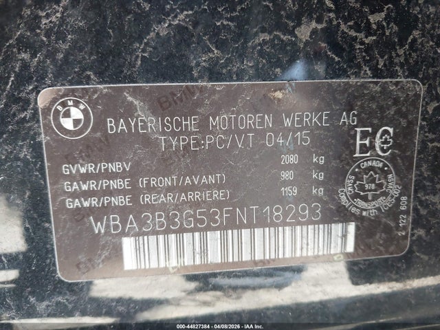 Продаж на аукціоні авто 2015 Bmw 328i Xdrive, vin: WBA3B3G53FNT18293, номер лоту: 44827384