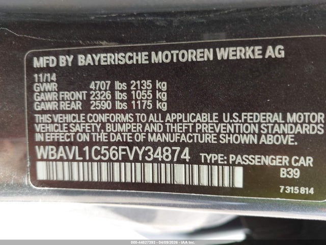 2015 Bmw X1 Xdrive28i მანქანა იყიდება აუქციონზე, vin: WBAVL1C56FVY34874, აუქციონის ნომერი: 44827393