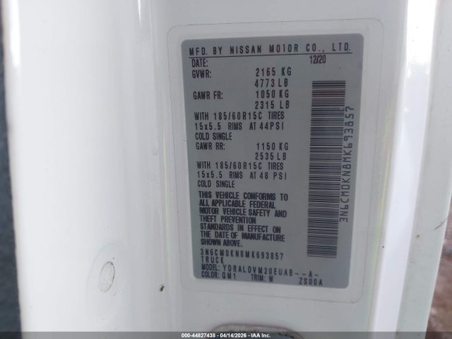 3N6CM0KN8MK693857 Nissan Nv200 Cargo S Xtronic Cvt
