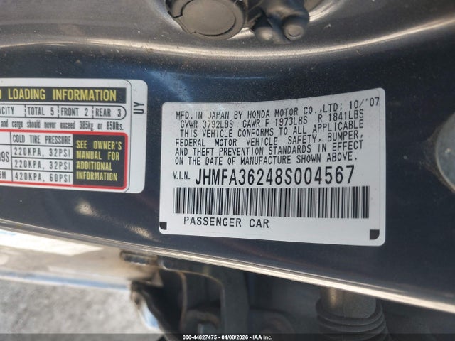 2008 HONDA CIVIC HYBRID JHMFA36248S004567 Photo 8