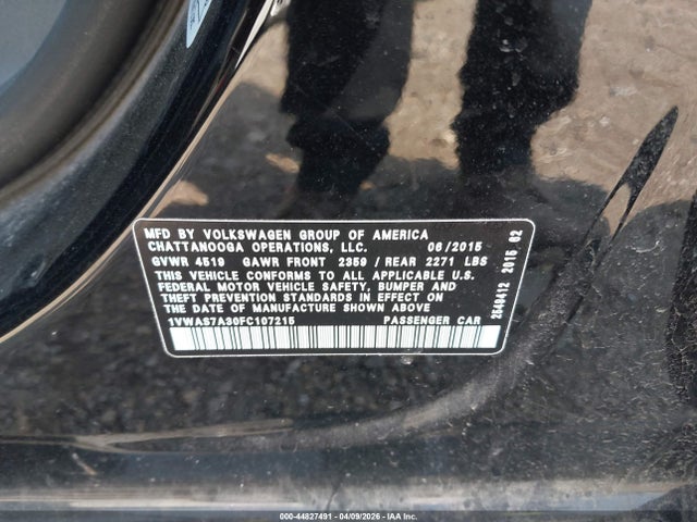 Aukcja sprzedaży 2015 Volkswagen Passat 1.8t Limited Edition, vin: 1VWAS7A30FC107215, numer aukcji: 44827491