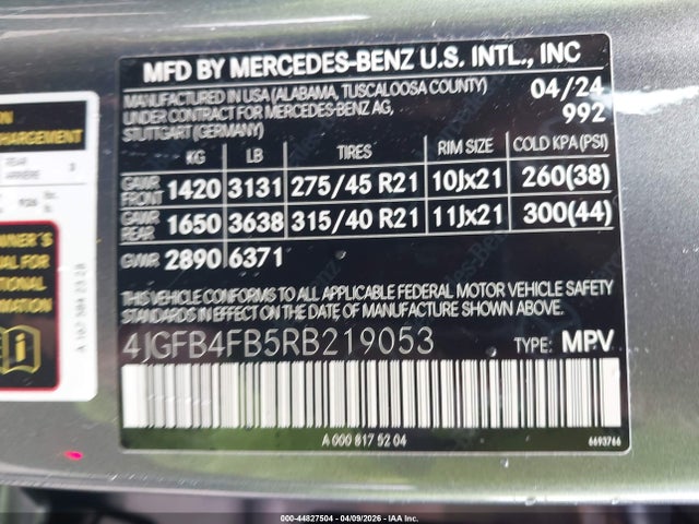 Продажа на аукционе авто 2024 Mercedes-benz Gle 350 4matic, vin: 4JGFB4FB5RB219053, номер лота: 44827504