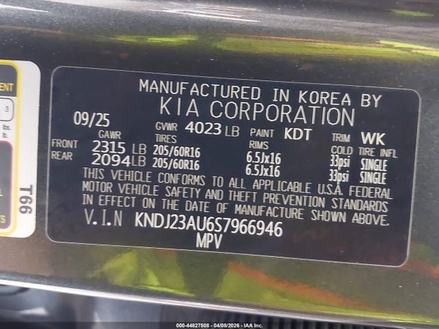 Продаж на аукціоні авто 2025 Kia Soul Lx, vin: KNDJ23AU6S7966946, номер лоту: 44827508
