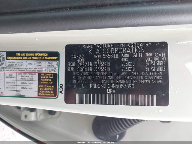 Продажа на аукционе авто 2022 Kia Ev6 Wind, vin: KNDC3DLC9N5057390, номер лота: 44827513