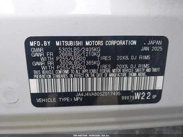 2025 MITSUBISHI OUTLANDER JA4J4VA80SZ017495 Photo 8
