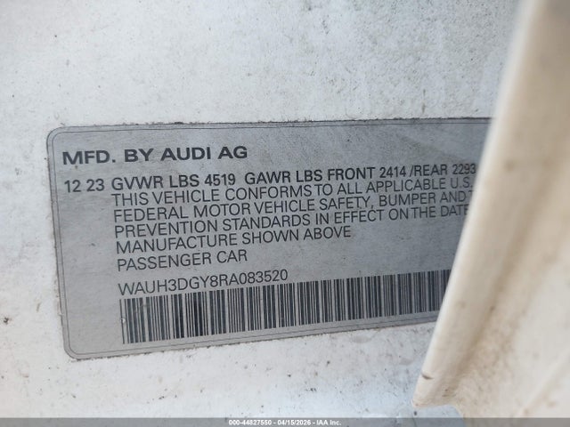 44827550 :رقم المزاد ، WAUH3DGY8RA083520 vin ، 2024 Audi S3 Premium Plus Tfsi Quattro S Tronic مزاد بيع