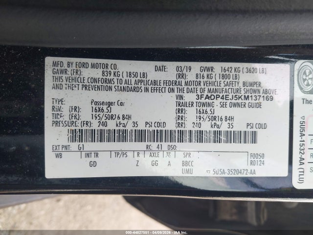 2019 FORD FIESTA 3FADP4EJ5KM137169 Photo 8