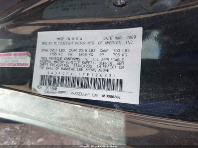 2000 MITSUBISHI ECLIPSE 4A3AC54L1YE126831 Photo 8