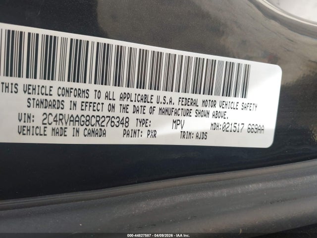 2012 Volkswagen Routan S მანქანა იყიდება აუქციონზე, vin: 2C4RVAAG8CR276348, აუქციონის ნომერი: 44827587