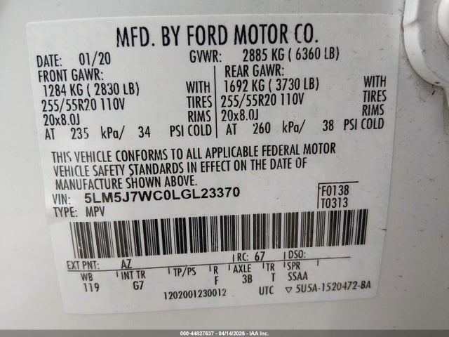 Lincoln Aviator Reserve 2020 5LM5J7WC0LGL23370 Image 27