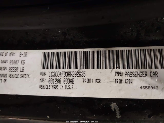 Aukcja sprzedaży 2010 Chrysler Sebring Touring, vin: 1C3CC4FB3AN202635, numer aukcji: 44827644