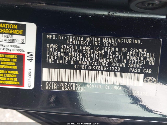 2011 TOYOTA CAMRY 4T1BF3EKXBU671329 Photo 8
