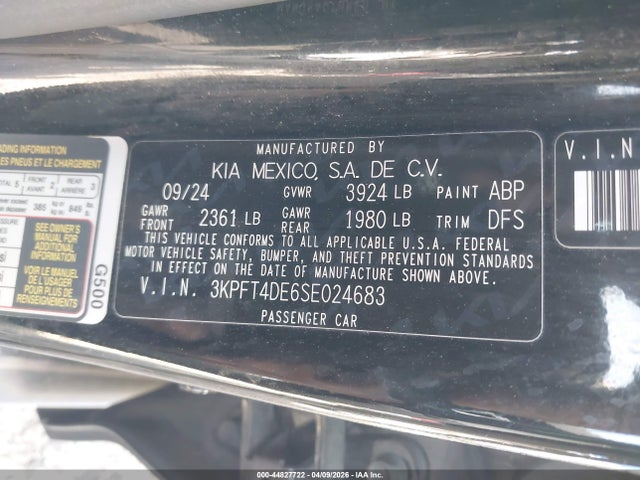 44827722 :رقم المزاد ، 3KPFT4DE6SE024683 vin ، 2025 Kia K4 Lxs مزاد بيع