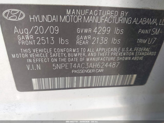 2010 HYUNDAI SONATA 5NPET4AC3AH624487 Photo 8