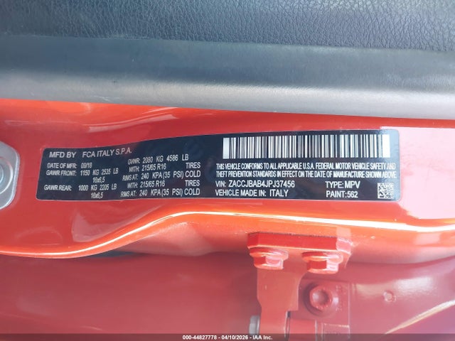 Aukcja sprzedaży 2018 Jeep Renegade Sport 4x4, vin: ZACCJBAB4JPJ37456, numer aukcji: 44827778
