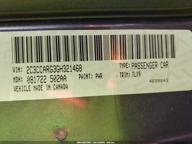 44827807 :رقم المزاد ، 2C3CCARG3GH321468 vin ، 2016 Chrysler 300 Anniversary Edition مزاد بيع