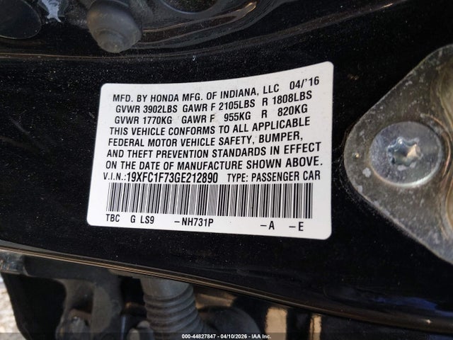 Honda Civic Ex-l 2016 19XFC1F73GE212890 Image 9