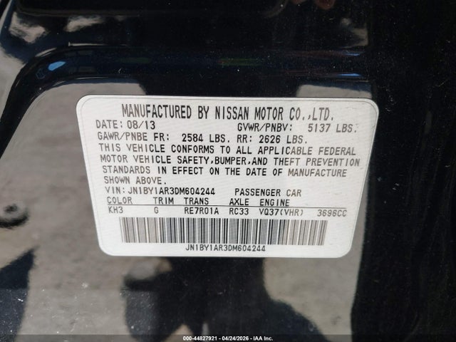 Продаж на аукціоні авто 2013 Infiniti M37x, vin: JN1BY1AR3DM604244, номер лоту: 44827921