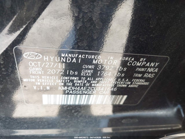 2012 HYUNDAI ELANTRA KMHDH4AE2CU341646 Photo 8