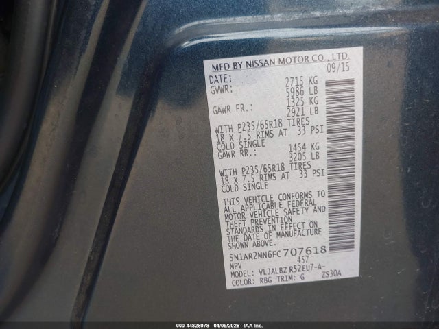 2015 NISSAN PATHFINDER 5N1AR2MN6FC707618 Photo 8