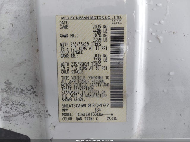 Продажа на аукционе авто 2021 Nissan Rogue Sl Fwd, vin: 5N1AT3CA6MC830497, номер лота: 44828125