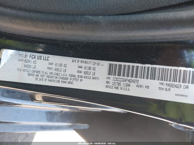 1C3CCCDGXFN624272 Chrysler 200 S