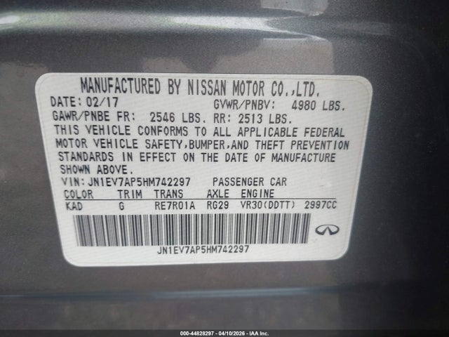 Infiniti Q50 3.0t Signature Edition 2017 JN1EV7AP5HM742297 Image 9