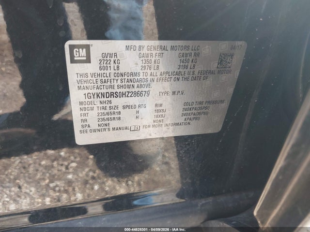 Продаж на аукціоні авто 2017 Cadillac Xt5 Luxury, vin: 1GYKNDRS0HZ286679, номер лоту: 44828301