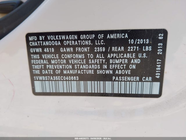 1VWBS7A35EC040663 Volkswagen Passat 1.8t Se