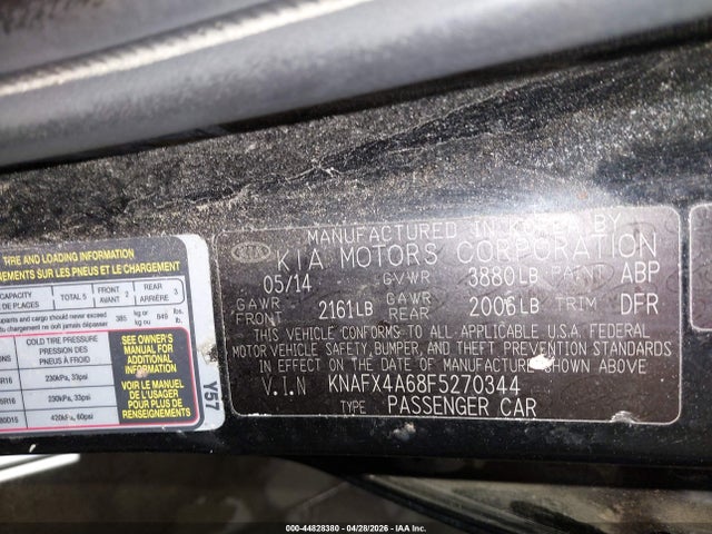 KNAFX4A68F5270344 KIA FORTE LX