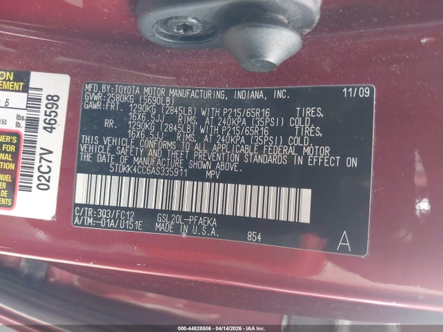 2010 TOYOTA SIENNA 5TDKK4CC6AS335911 Photo 8