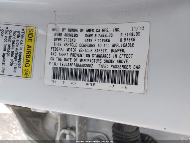 Aukcja sprzedaży 2013 Acura Tl 3.5, vin: 19UUA8F78DA003652, numer aukcji: 44828526