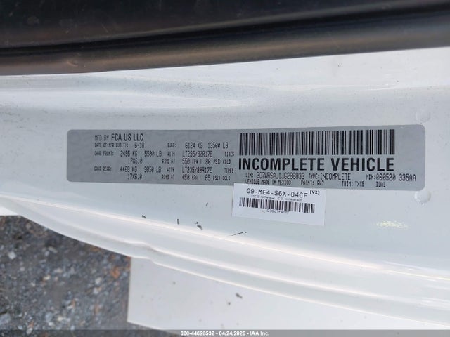 44828532 :رقم المزاد ، 3C7WRSAJ1JG286833 vin ، 2018 Ram 3500 Chassis Tradesman/slt مزاد بيع