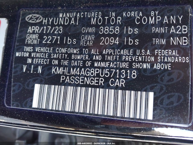 2023 Hyundai Elantra Sel მანქანა იყიდება აუქციონზე, vin: KMHLM4AG8PU571318, აუქციონის ნომერი: 44828552