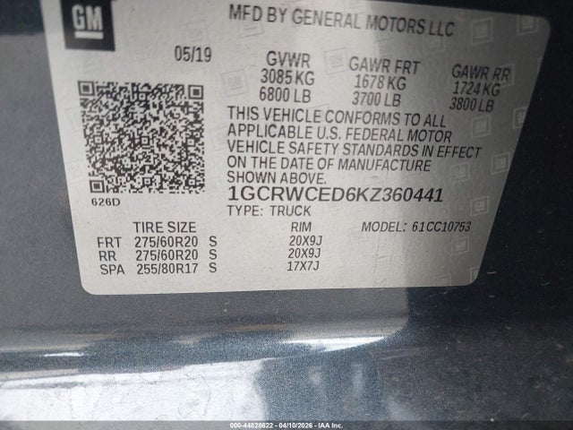 1GCRWCED6KZ360441 Chevrolet Silverado 1500 Lt