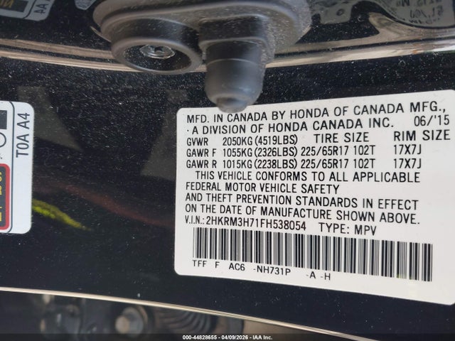 Honda Cr-v Ex-l 2015 2HKRM3H71FH538054 Image 9