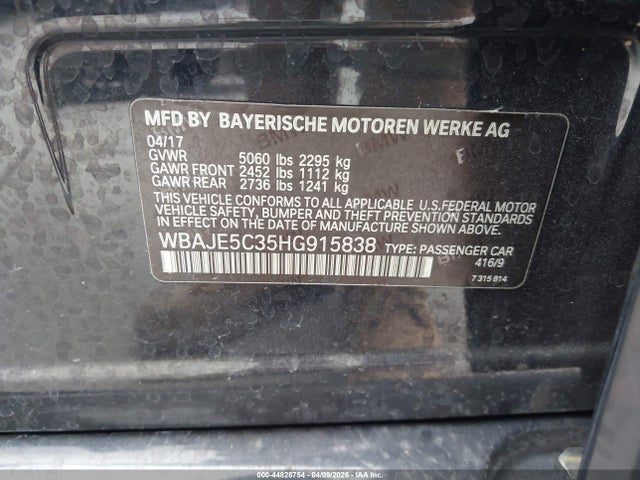 2017 BMW 540I WBAJE5C35HG915838 Photo 8