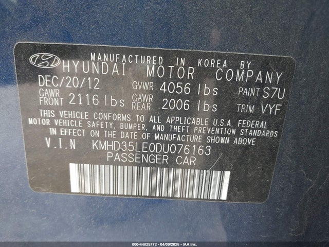 Продажа на аукционе авто 2013 Hyundai Elantra Gt, vin: KMHD35LE0DU076163, номер лота: 44828772