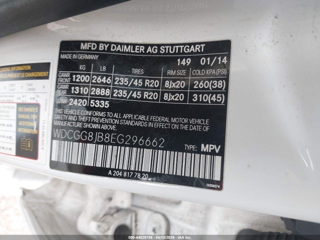 Продажа на аукционе авто 2014 Mercedes-benz Glk 350 4matic, vin: WDCGG8JB8EG296662, номер лота: 44828786