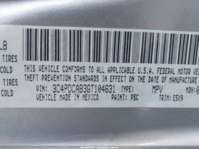 44828796 :رقم المزاد ، 3C4PDCAB3GT104631 vin ، 2016 Dodge Journey Se مزاد بيع