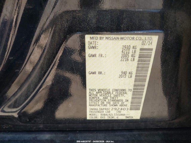 1N4AL3AP4EC292403 Nissan Altima 2.5 S