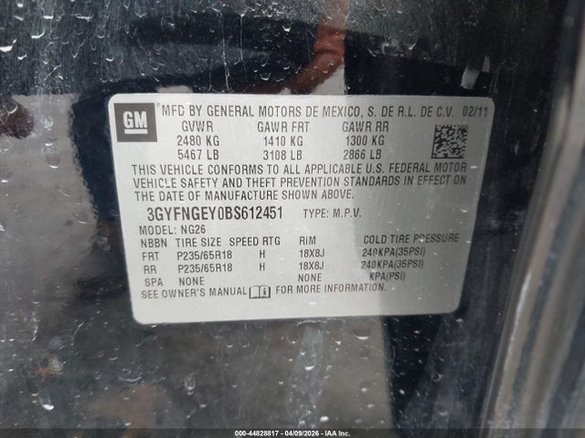 Продажа на аукционе авто 2011 Cadillac Srx Standard, vin: 3GYFNGEY0BS612451, номер лота: 44828817