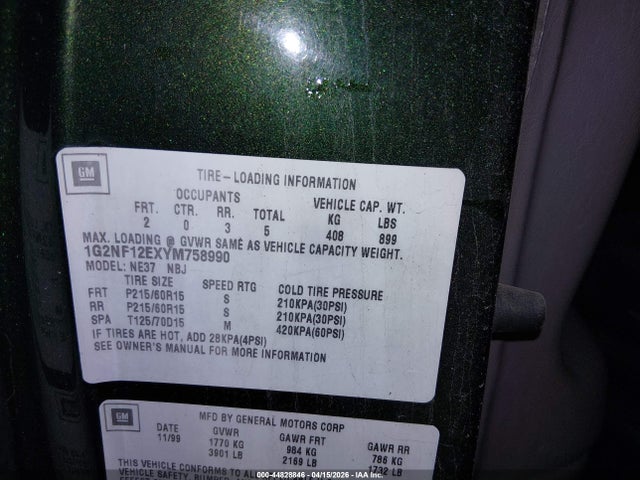 2000 PONTIAC GRAND AM 1G2NF12EXYM758990 Photo 8