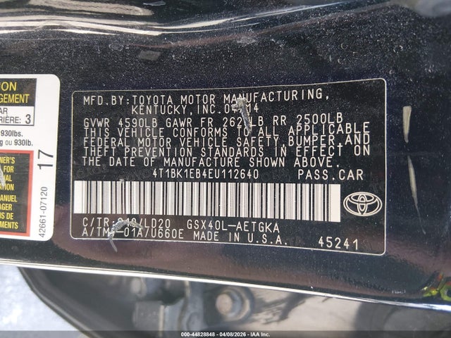 Toyota AVALON XLE 2014 4T1BK1EB4EU112640 Image 9