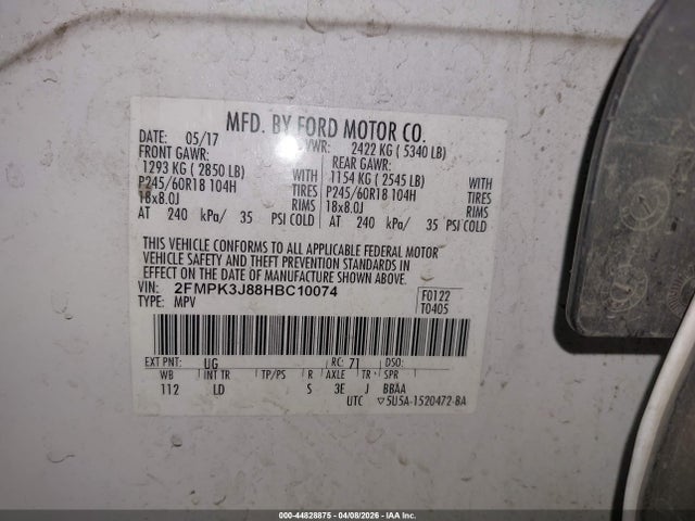 Ford EDGE SEL 2017 2FMPK3J88HBC10074 Image 9