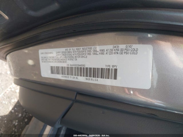 44828884 :رقم المزاد ، 4S4WX93D284406063 vin ، 2008 Subaru Tribeca Limited 5-passenger مزاد بيع