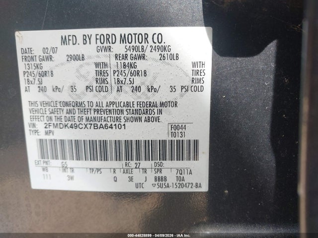 2007 FORD EDGE 2FMDK49CX7BA64101 Photo 8