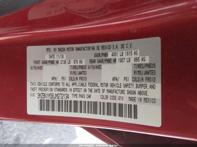 Продаж на аукціоні авто 2018 Mazda Mazda3 Grand Touring, vin: 3MZBN1M38JM272134, номер лоту: 44828902