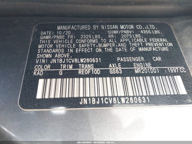 Aukcja sprzedaży 2020 Nissan Rogue Sport S Fwd Xtronic Cvt, vin: JN1BJ1CV8LW280631, numer aukcji: 44828904