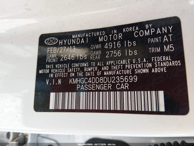 Aukcja sprzedaży 2013 Hyundai Genesis 3.8, vin: KMHGC4DD8DU235699, numer aukcji: 44828908